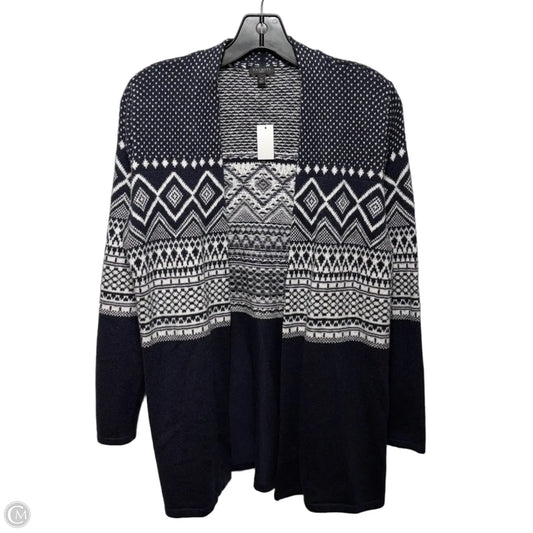 Sweater Cardigan By Talbots In Blue & White, Size: Sp