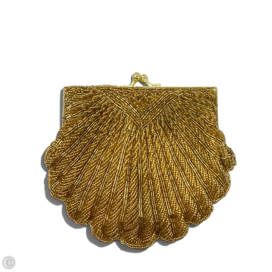 Vintage Beaded Kiss Lock Shell Clutch Evening Bag By La Regale, Size: Small