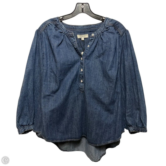 Top Long Sleeve By Habitual In Blue Denim, Size: M