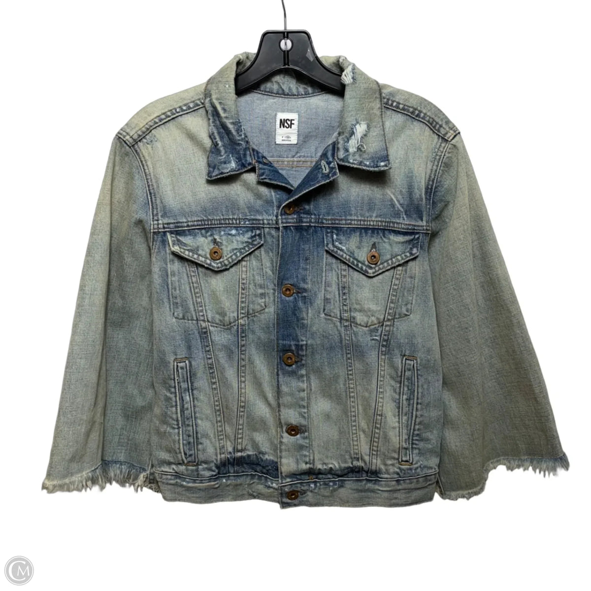 Distressed Jacket Denim By NSF In Blue Denim, Size: M