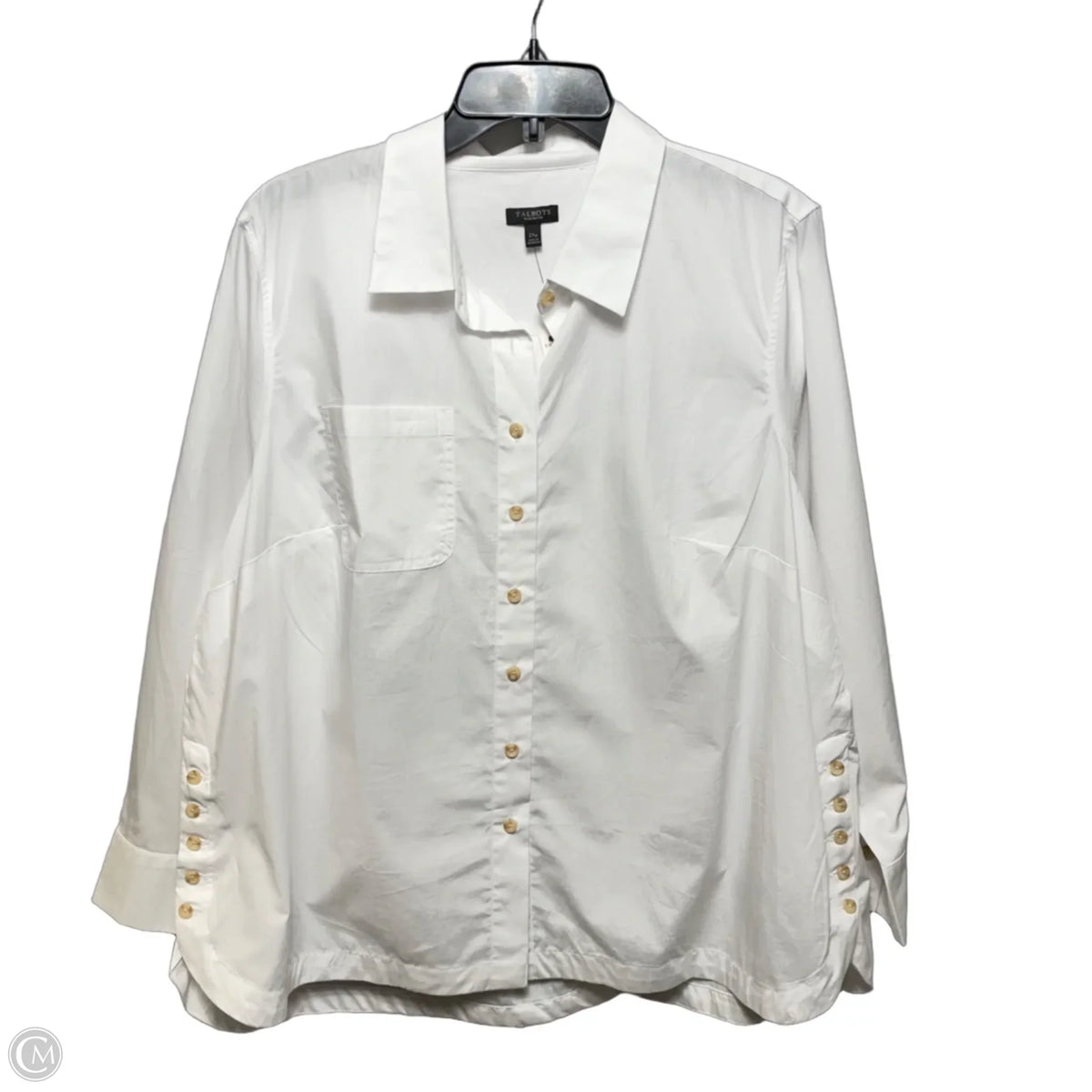 Top Long Sleeve By Talbots In White, Size: 2xp