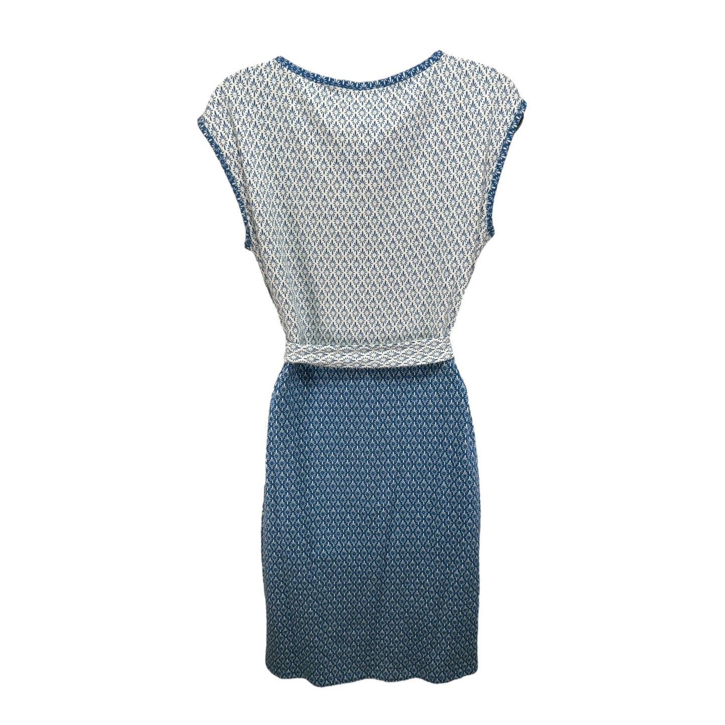 Blue White Dress Casual Midi Boden, Size 8