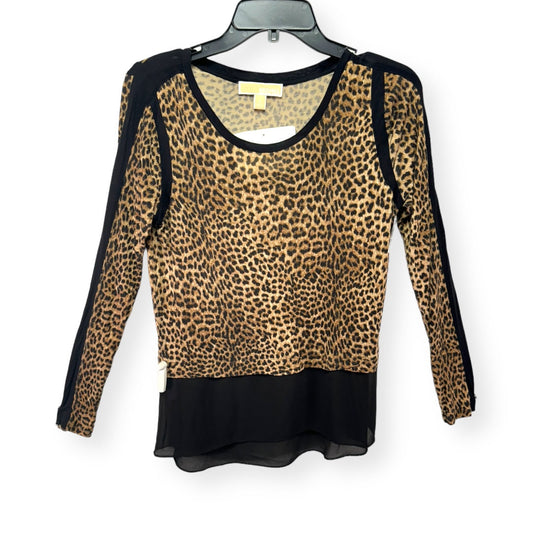 Chiffon-Hem Leopard-Print Top Michael By Michael Kors, Size S