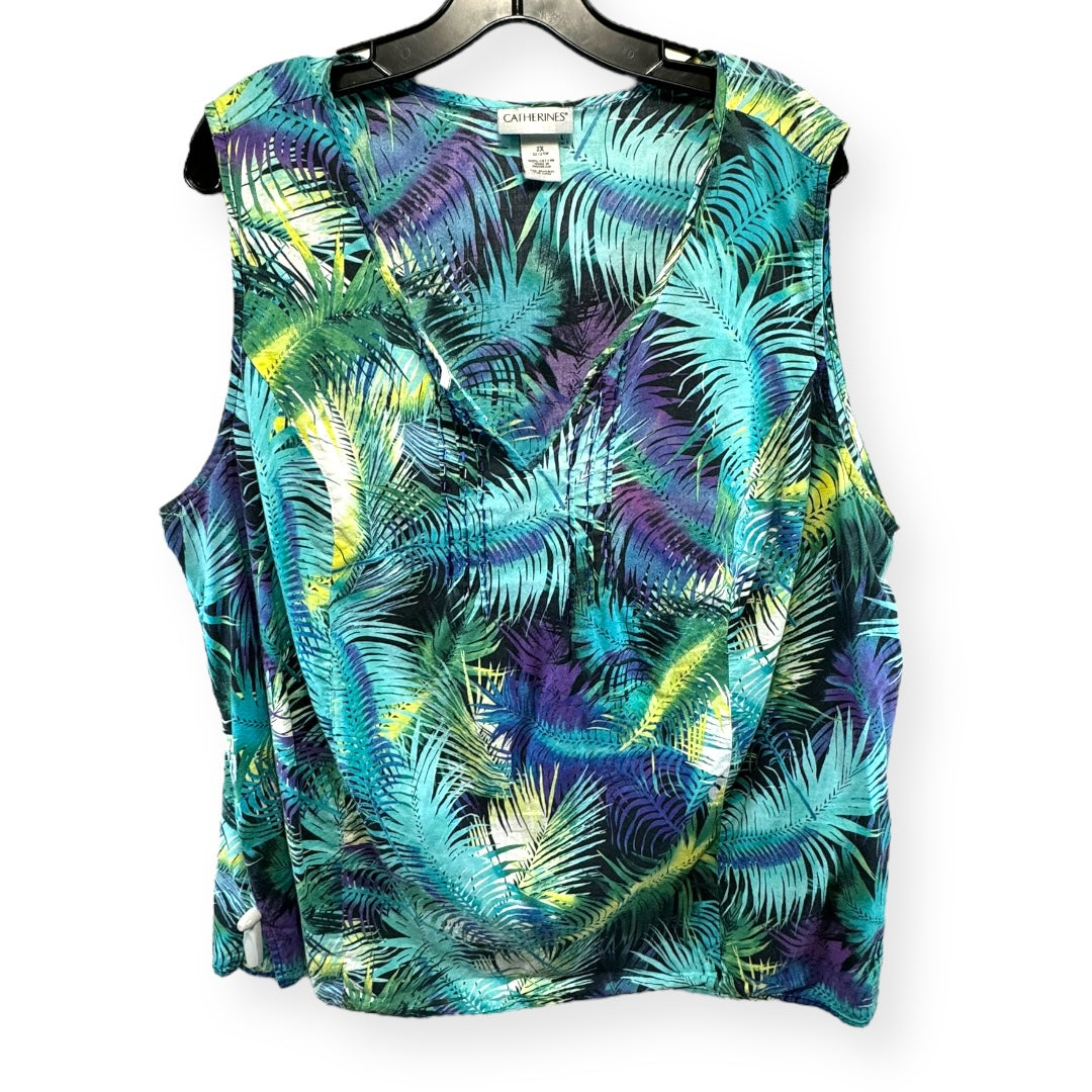 Tropical Print Top Sleeveless Catherines, Size 2x