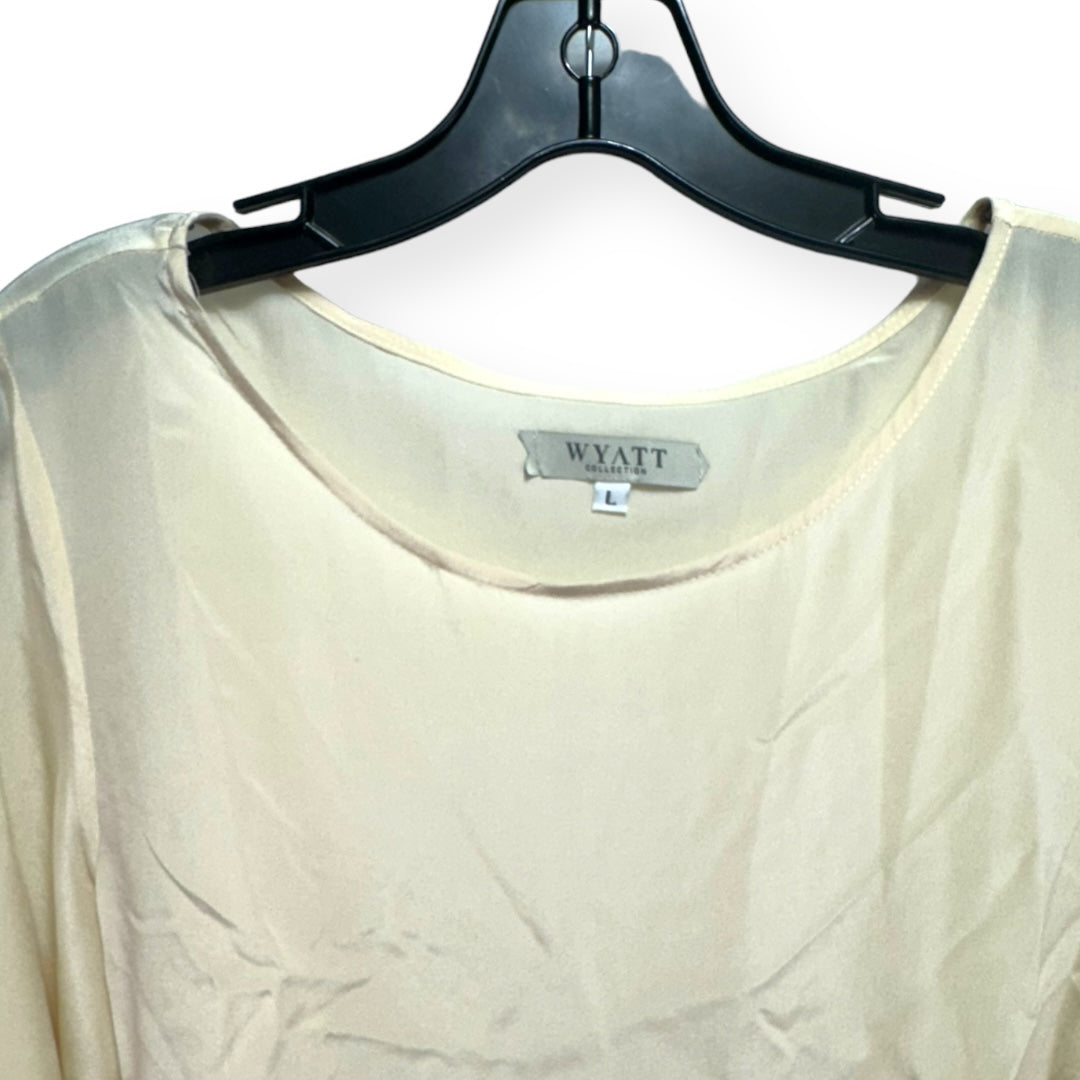 100% Silk Cream Blouse Long Sleeve Wyatt Collection,, Size L