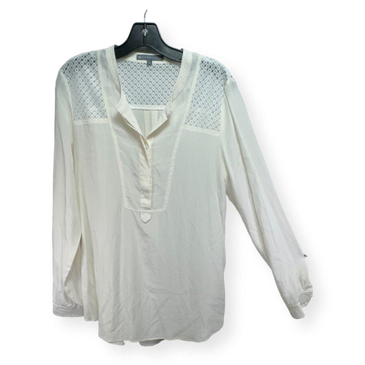 100% Silk Cream Top Long Sleeve Elliott Lauren, Size 10