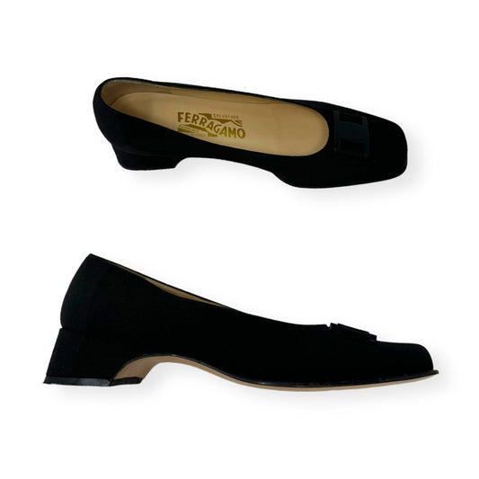 Black Shoes Designer Ferragamo, Size 8