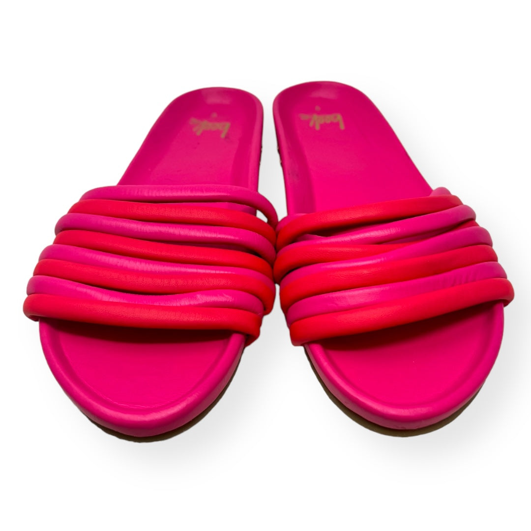 Hoopoe Leather Slide Pink Sandals Flats Beek, Size 9