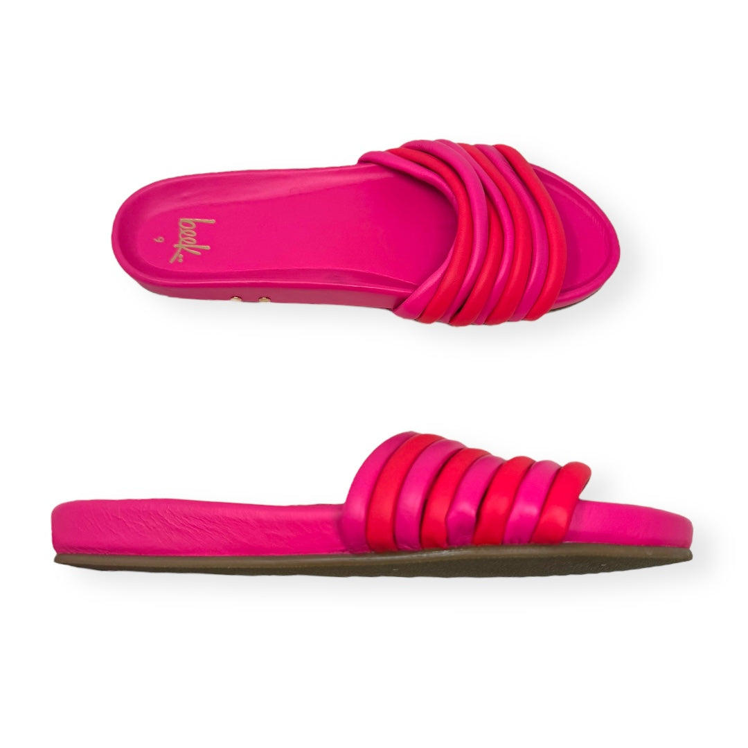 Hoopoe Leather Slide Pink Sandals Flats Beek, Size 9