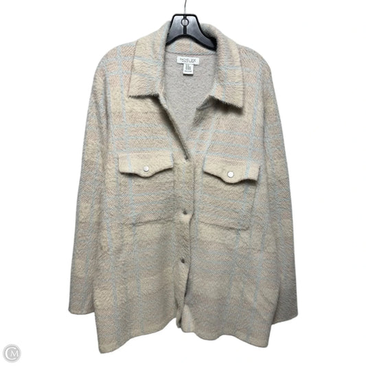 Eyelash Jacket Shirt By Rachel Zoe In Tan, Size: 3x