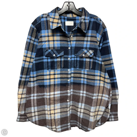 Top Long Sleeve By Panache Apparel In Plaid Pattern, Size: Xl