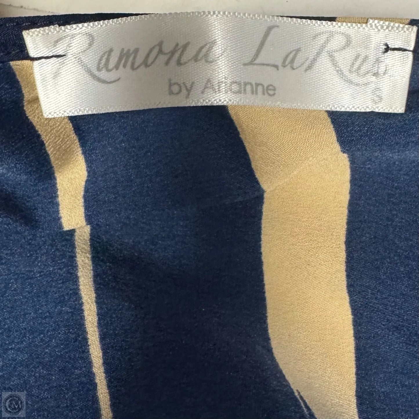 Crepe De Chine Kimono Sleeve Blouse By Ramona La Rue In Blue & Cream, Size: S