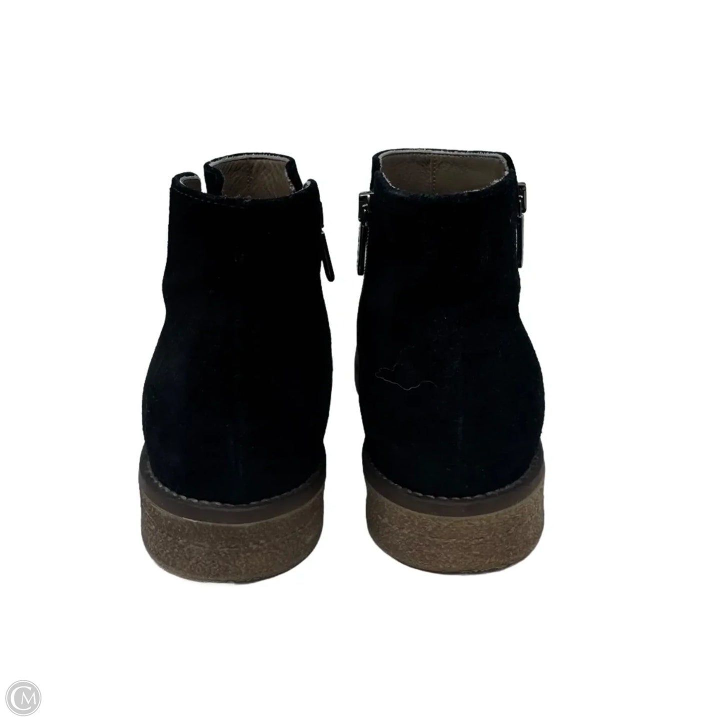 Foliana Suede Boots Ankle Flats By Italeau In Black, Size: 9