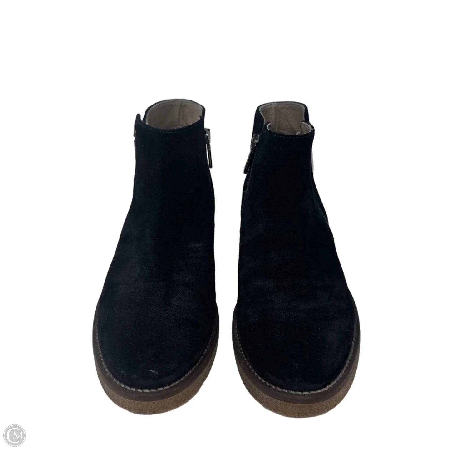 Foliana Suede Boots Ankle Flats By Italeau In Black, Size: 9