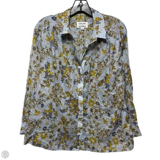 Algiers Shirt Luxury Designer By Chloe Stora Paris In Blue Floral Print, Size: M