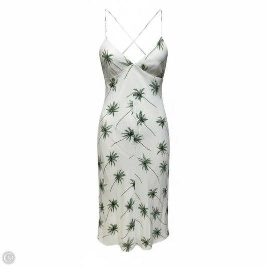Spaghetti Strap Crossback Slip Dress Designer By Milly In Palm Tree Print, Size: 6