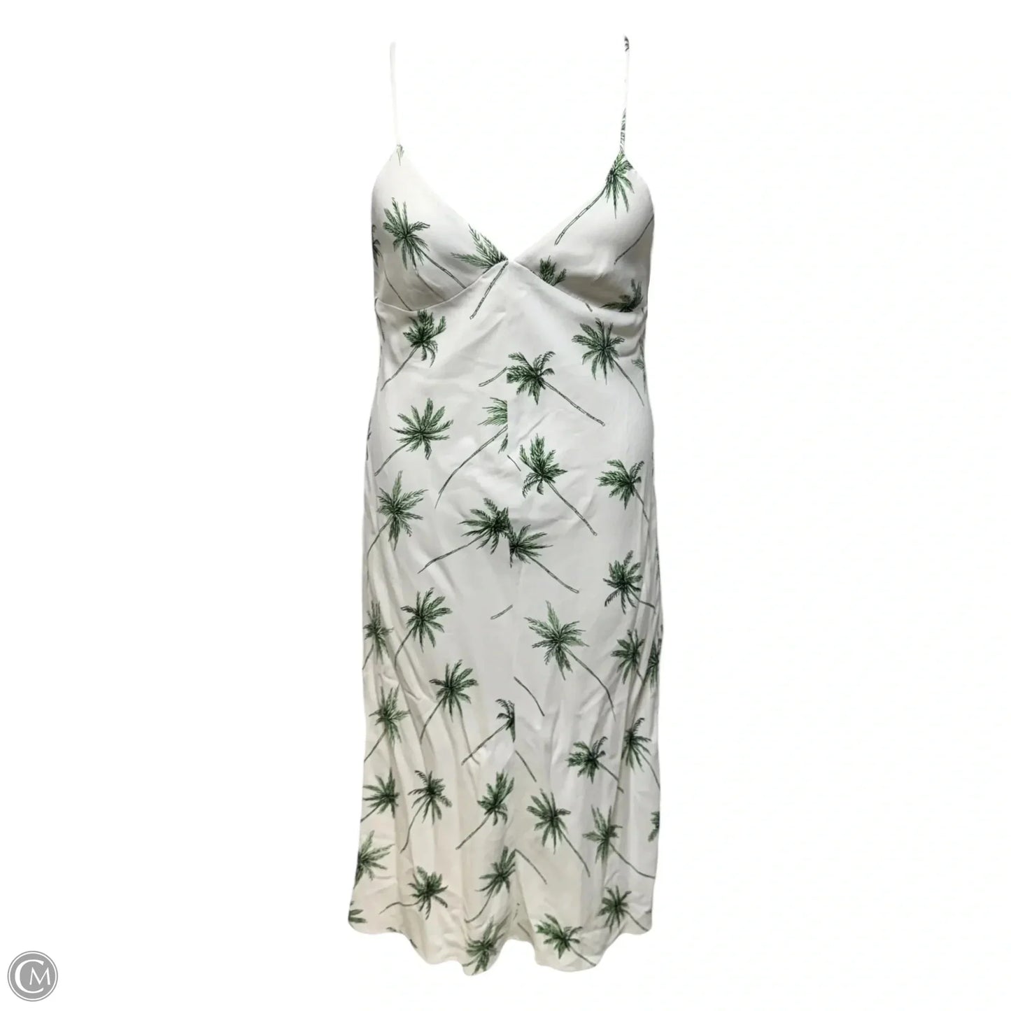 Spaghetti Strap Crossback Slip Dress Designer By Milly In Palm Tree Print, Size: 6