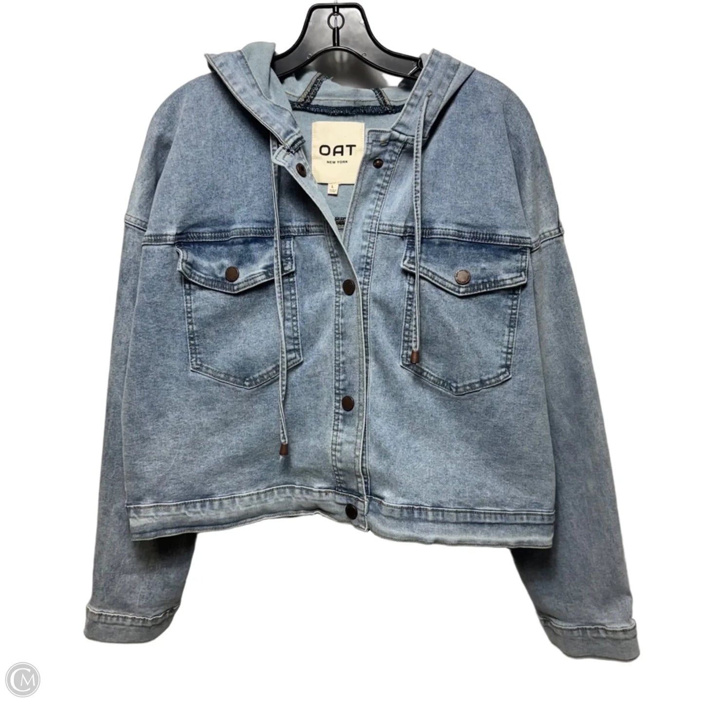 Hooded Jacket Denim By Oat In Blue Denim, Size: L