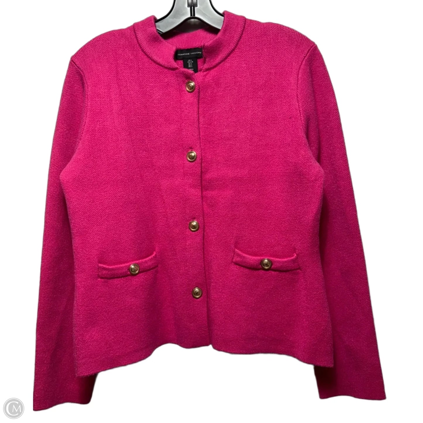 Sweater Cardigan By Adrienne Vittadini In Pink, Size: L