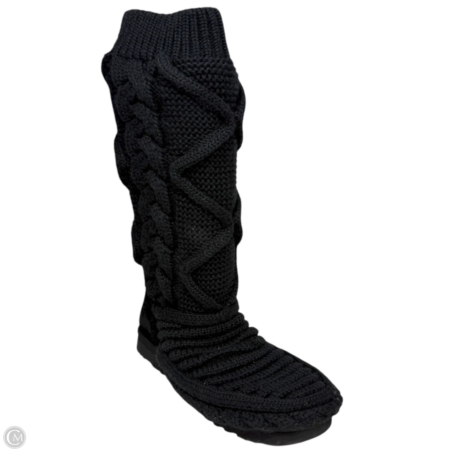Classic Cardi Cabled Knit Boots Designer By Ugg In Black, Size: 10