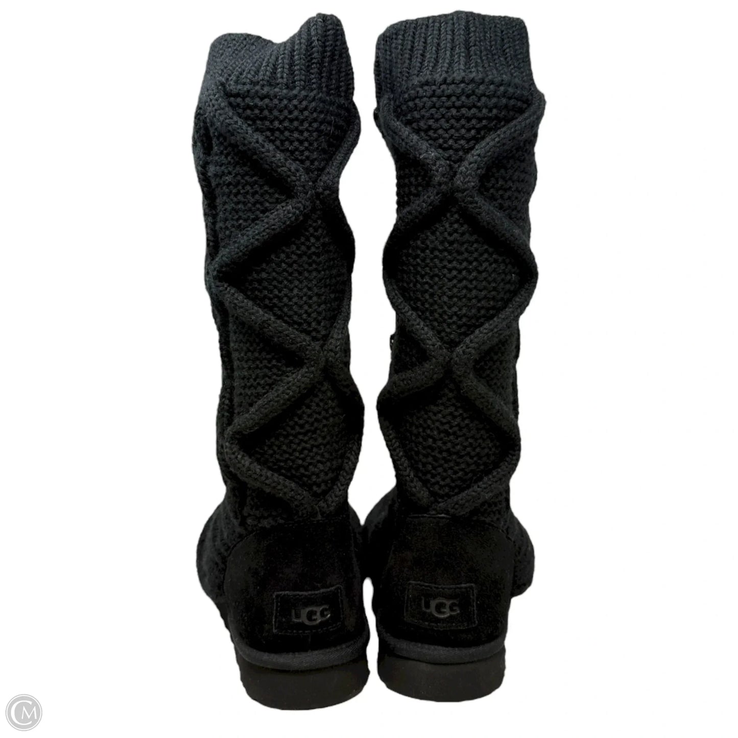 Classic Cardi Cabled Knit Boots Designer By Ugg In Black, Size: 10