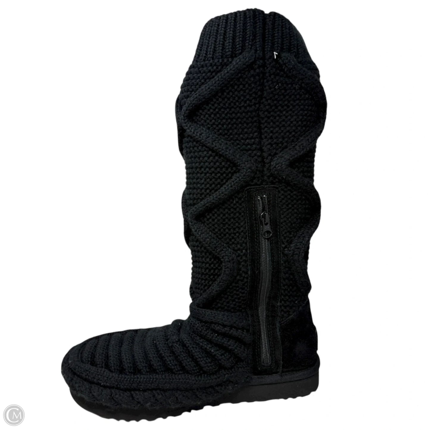 Classic Cardi Cabled Knit Boots Designer By Ugg In Black, Size: 10