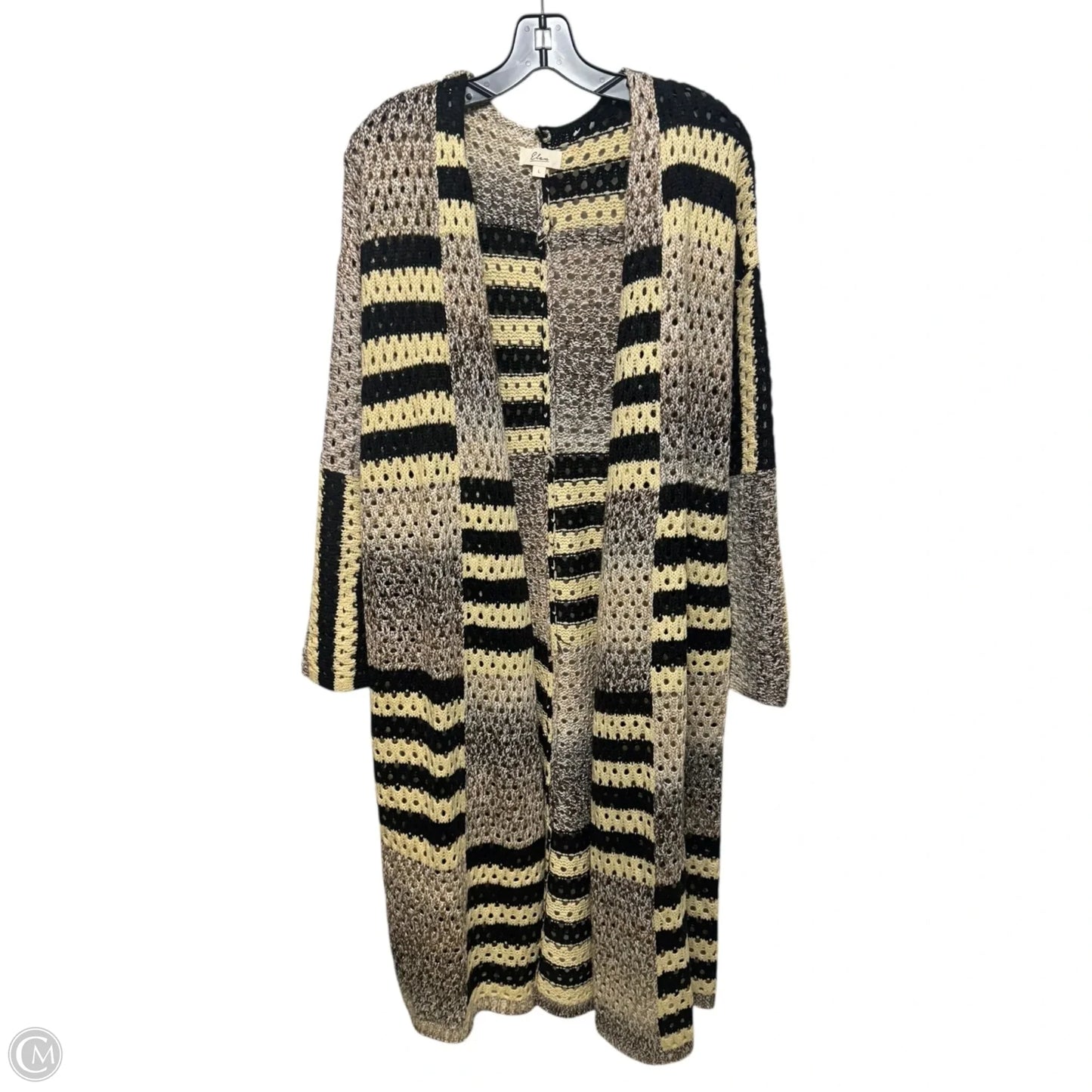 Open Knit Sweater Cardigan By Elan In Multi-colored, Size: L