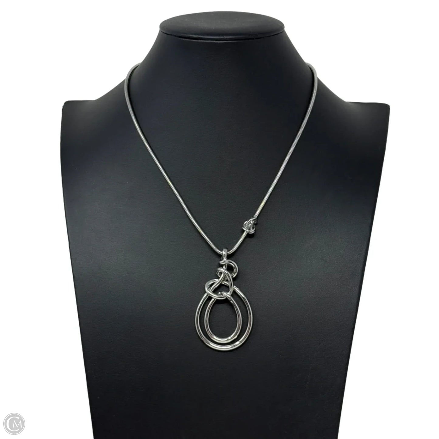 Silver Tone Structural Teardrop Pendant Necklace By Chico’s