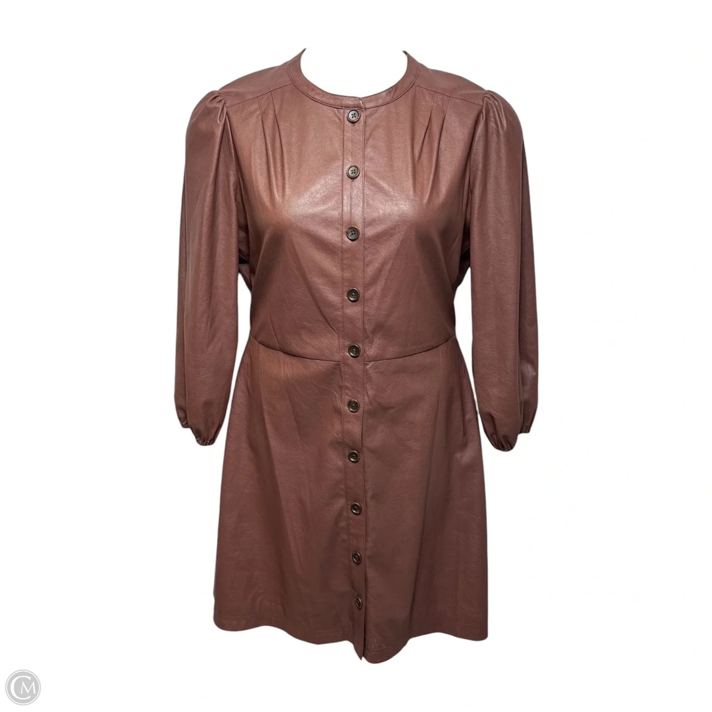 Tallen Faux Leather Shirtdress By Shoshanna In Brown, Size: 12