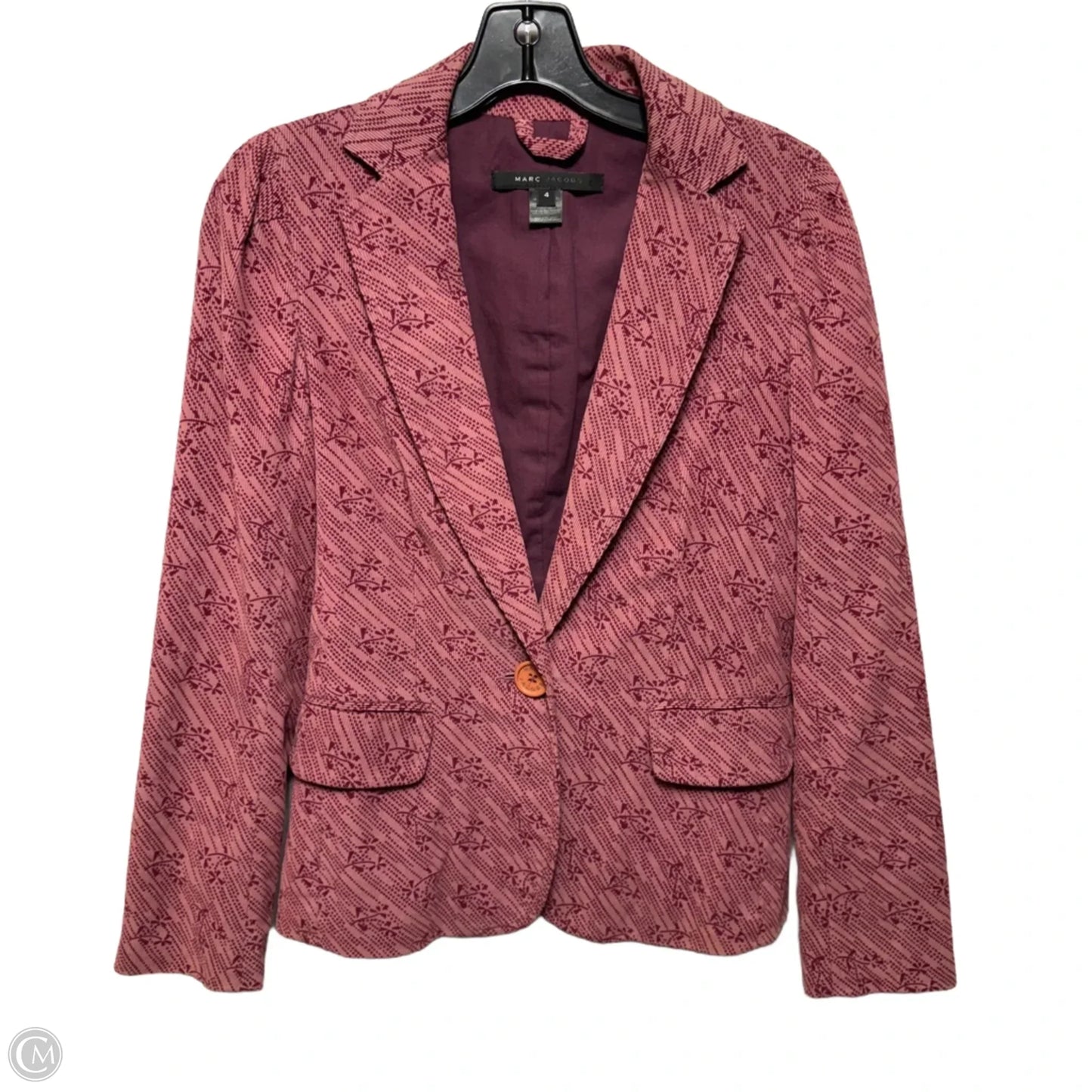 Corduroy Blazer Luxury Designer By Marc Jacobs In Pink & Red, Size: 4
