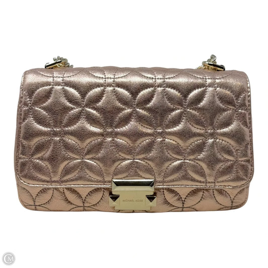 Sloan Metallic Quilted Handbag Leather By Michael By Michael Kors, Size: Medium