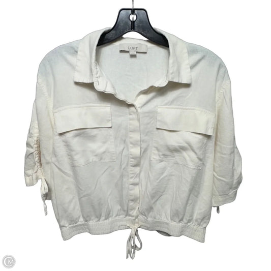 Linen Blend Top Short Sleeve By Loft In Tan, Size: M