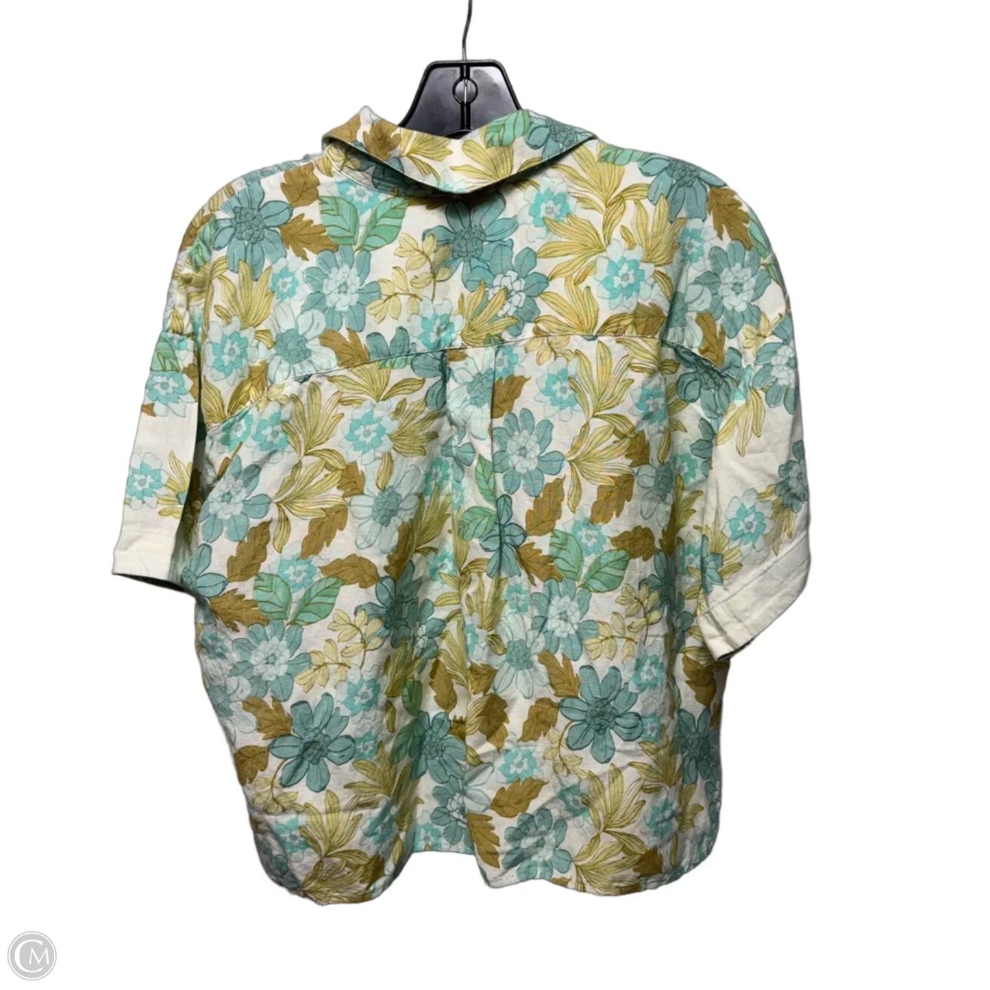 Linen Blend Top Short Sleeve By Loft In Floral Print, Size: S