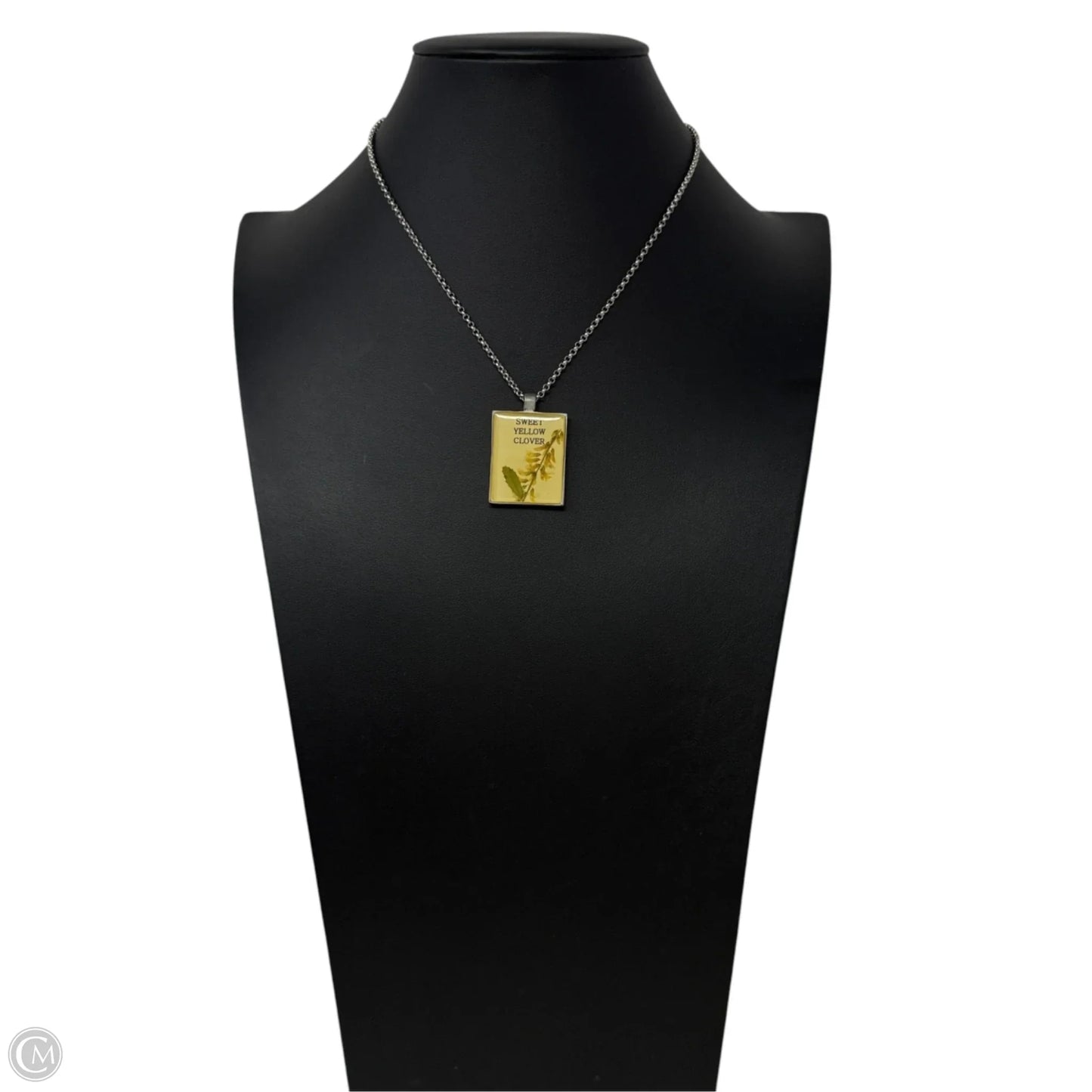 Sweet Yellow Clover Pressed Flower Pendant Necklace