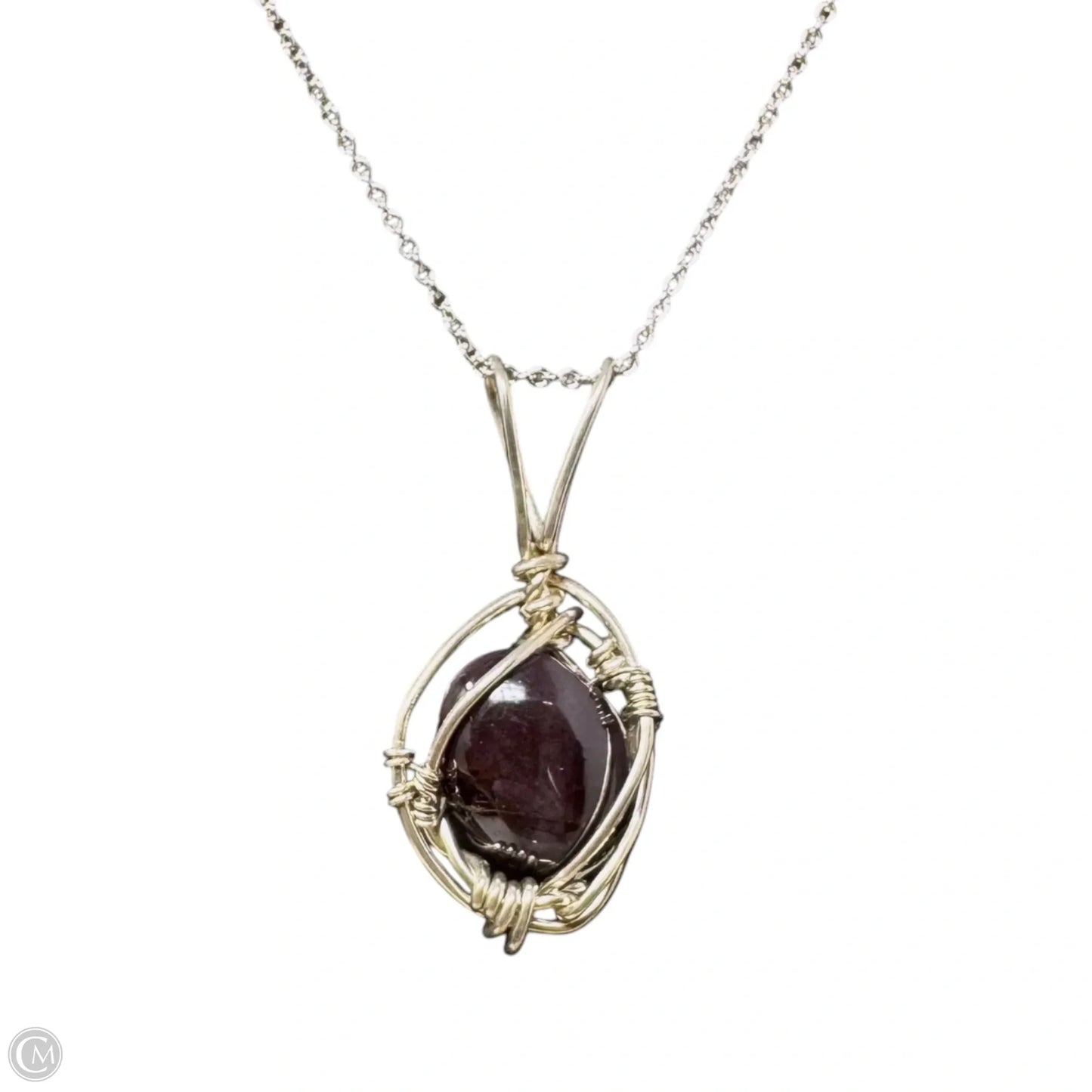 Wire Wrapped Stone on Sterling Silver Chain