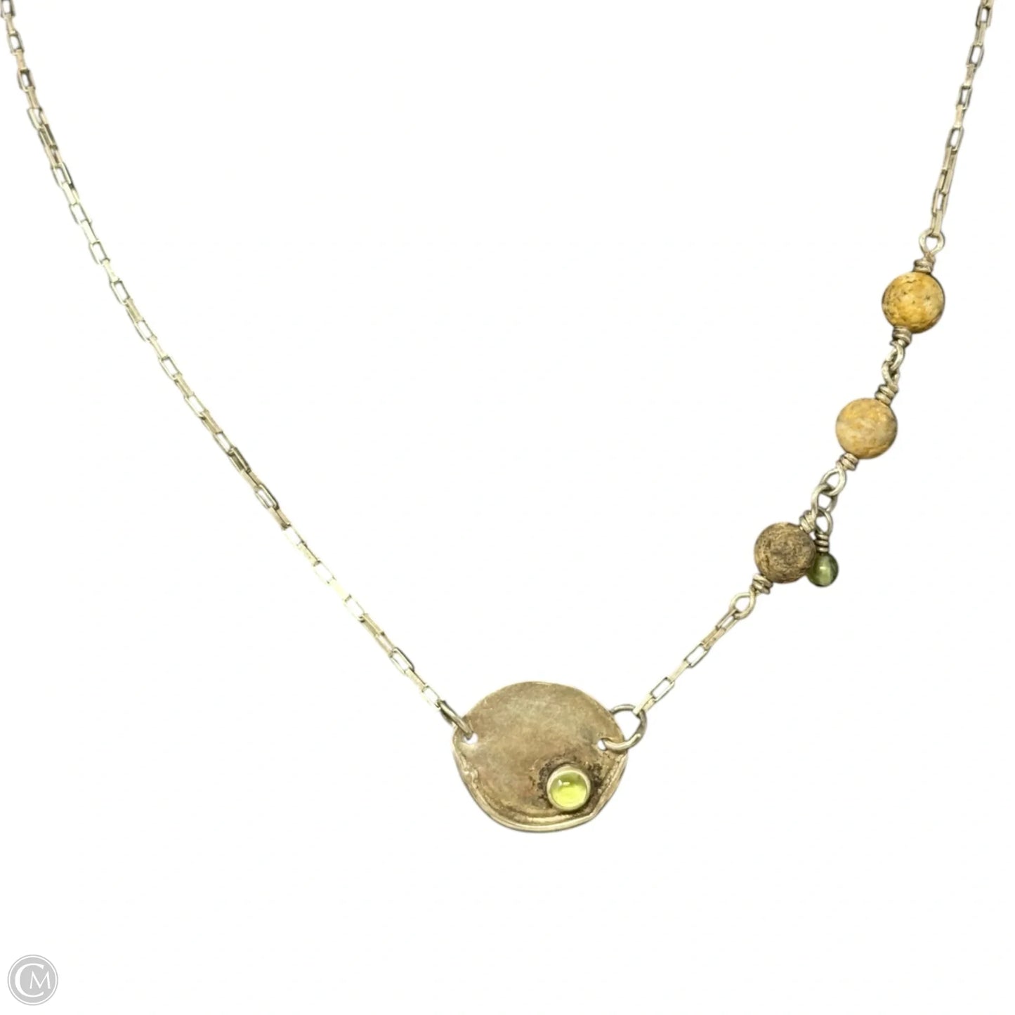 Beaded & Metal Disc Pendant Necklace