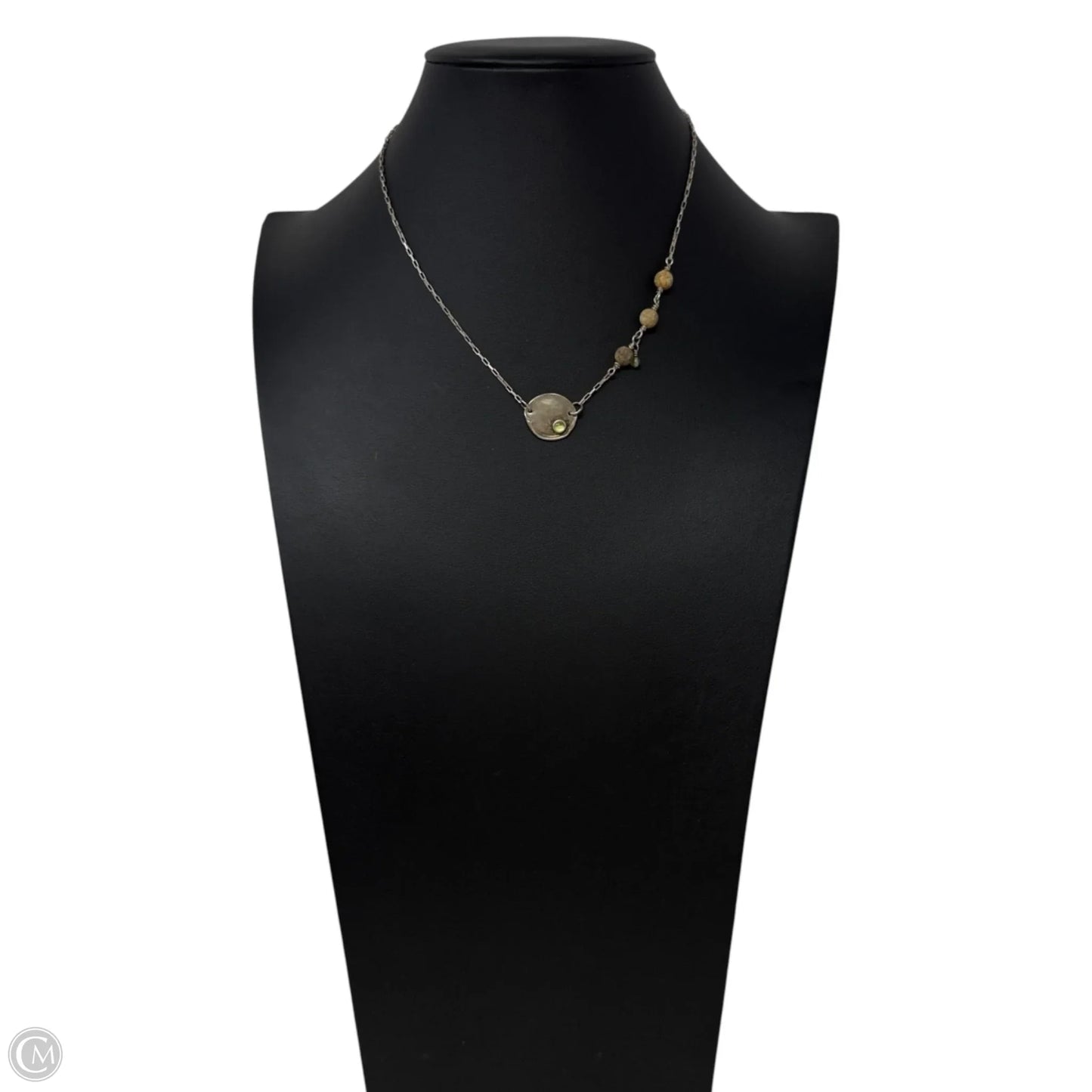 Beaded & Metal Disc Pendant Necklace