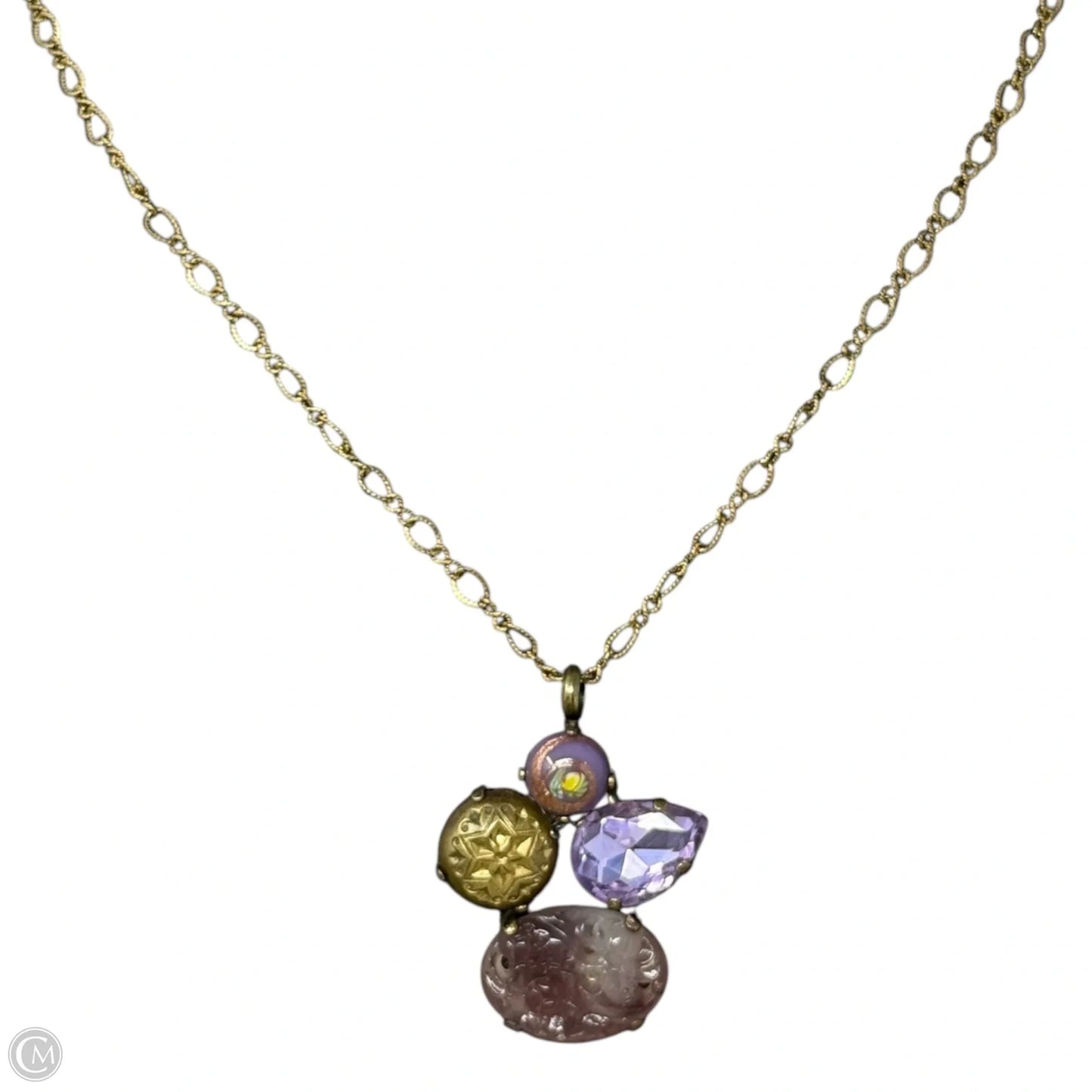 Mixed Media Cluster Pendant Necklace By Grandmother’s Buttons