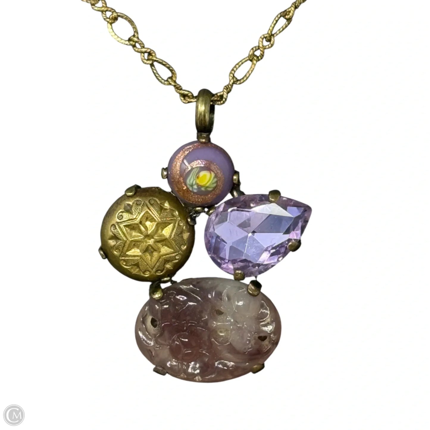 Mixed Media Cluster Pendant Necklace By Grandmother’s Buttons