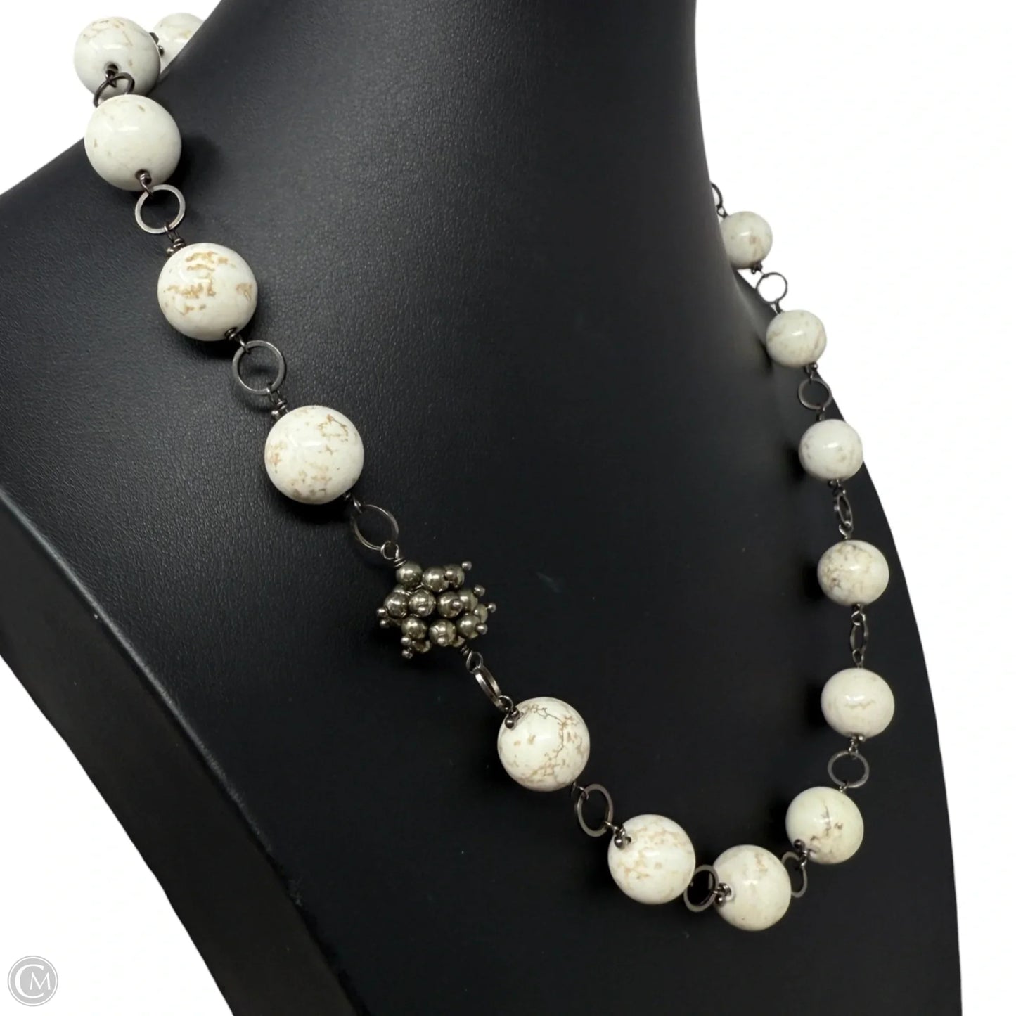 Chunky Magnesite & Marcasite Beaded Collar Necklace