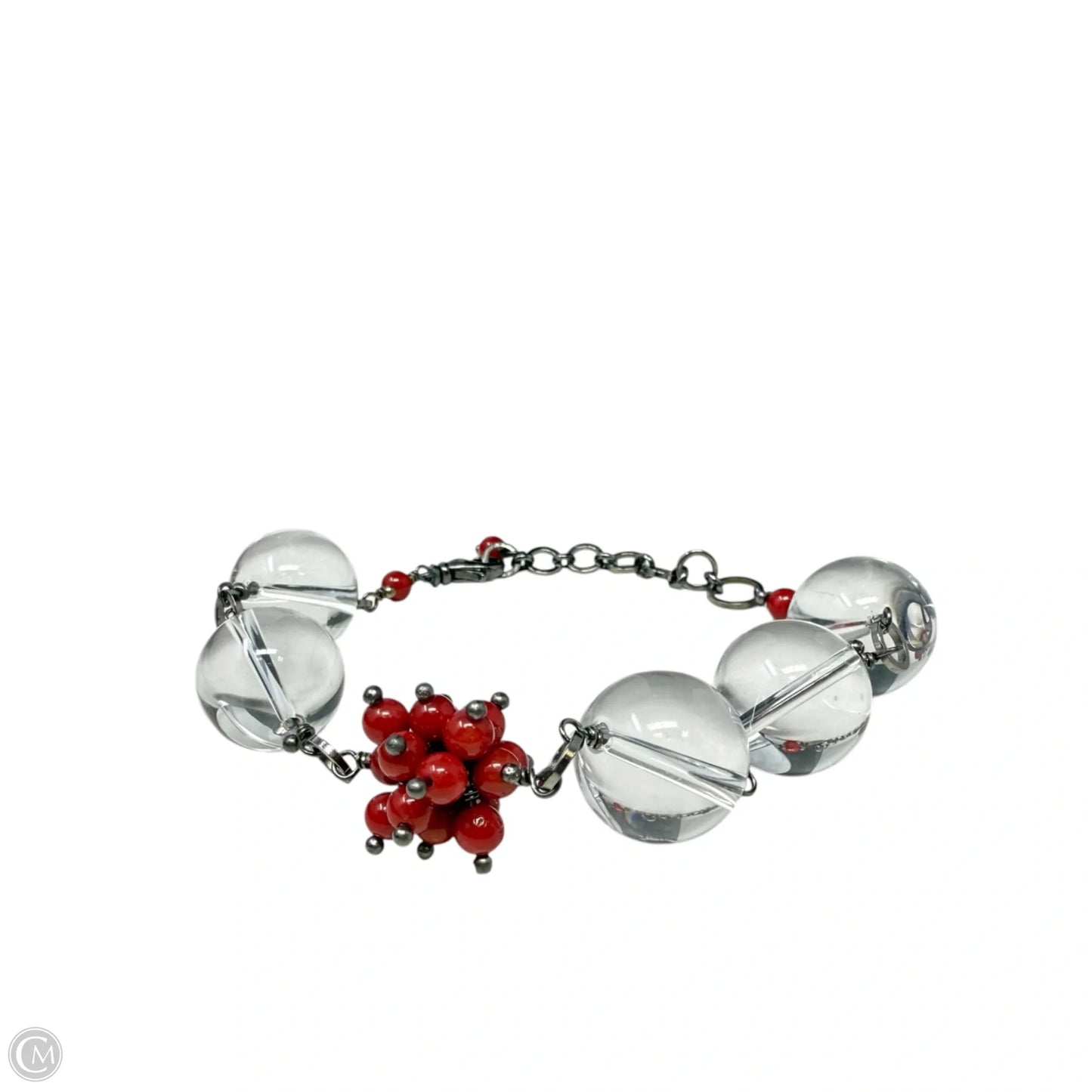 Clear Rock Quartz Crystal Orbs & Huayruro Seed Beaded Bracelet