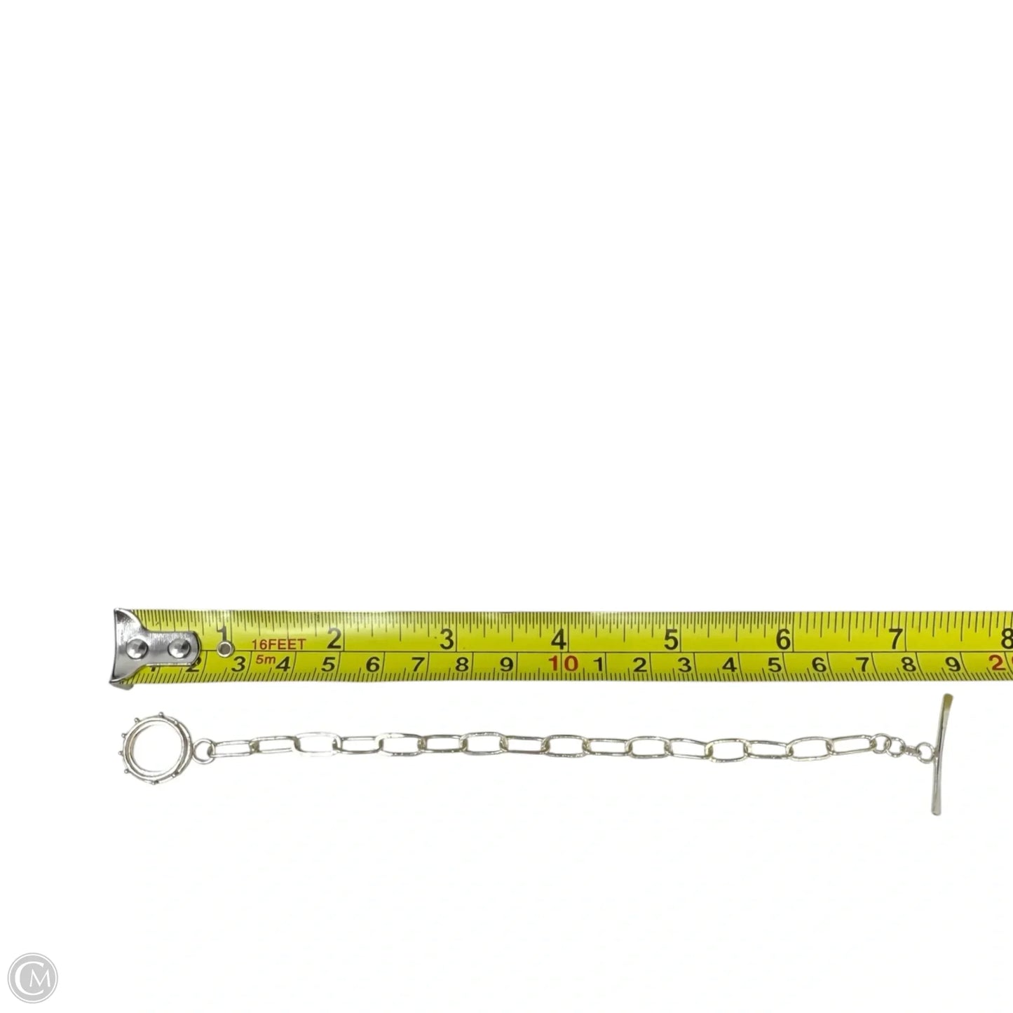 Silver Tone Paperclip Chain Toggle Bracelet