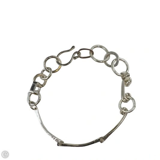 Silver Tone Artisan Bar & Link Chain Bracelet
