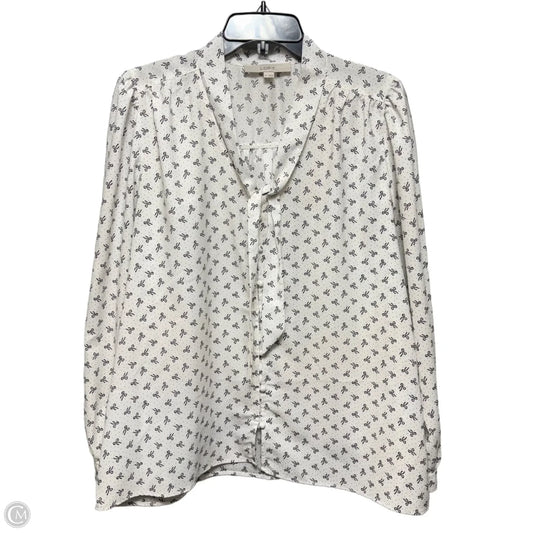 Bow Top Long Sleeve By Loft In Black & White, Size: Xl