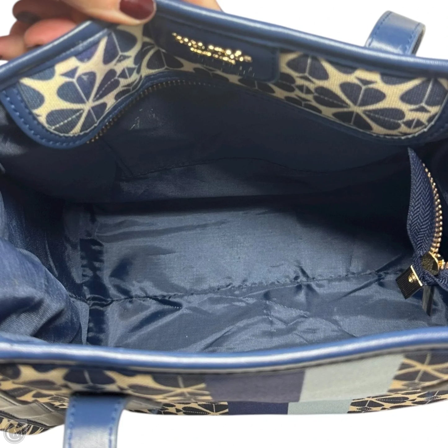 Spade Flower Jacquard Stripe Market Tote Designer By Kate Spade, Size: Medium