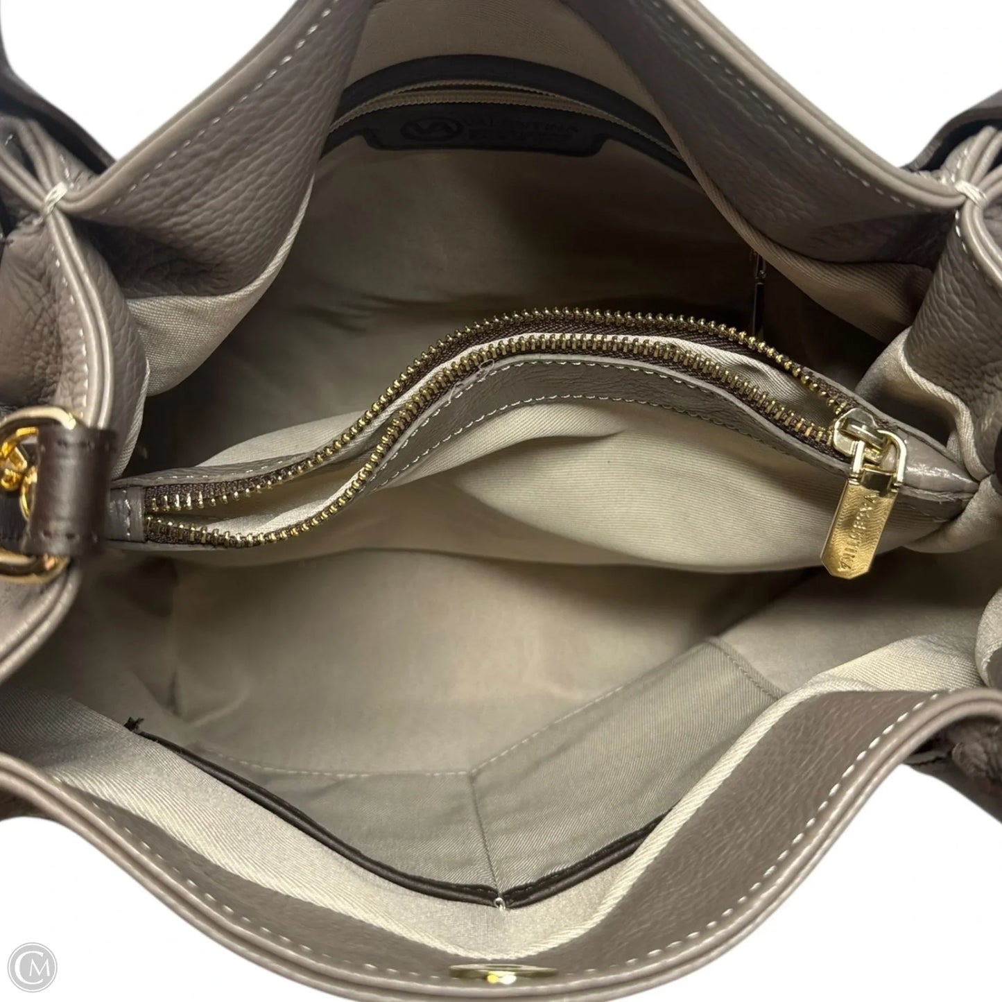 Handbag Leather By Valentina, Size: Medium