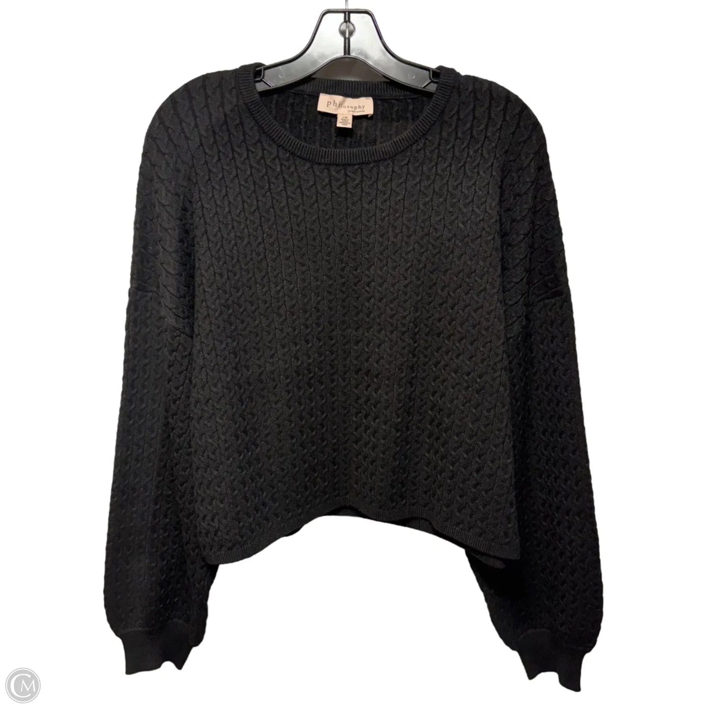 Cropped Cable Knit Sweater By Philosophy In Black, Size: L