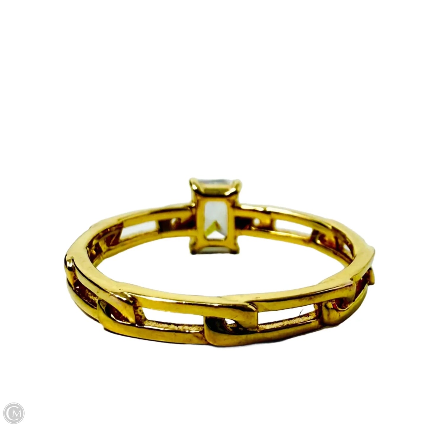 Gold Over Sterling Silver Radiant Cut Cubic Zirconia Ring By Milor Italy, Size: 8