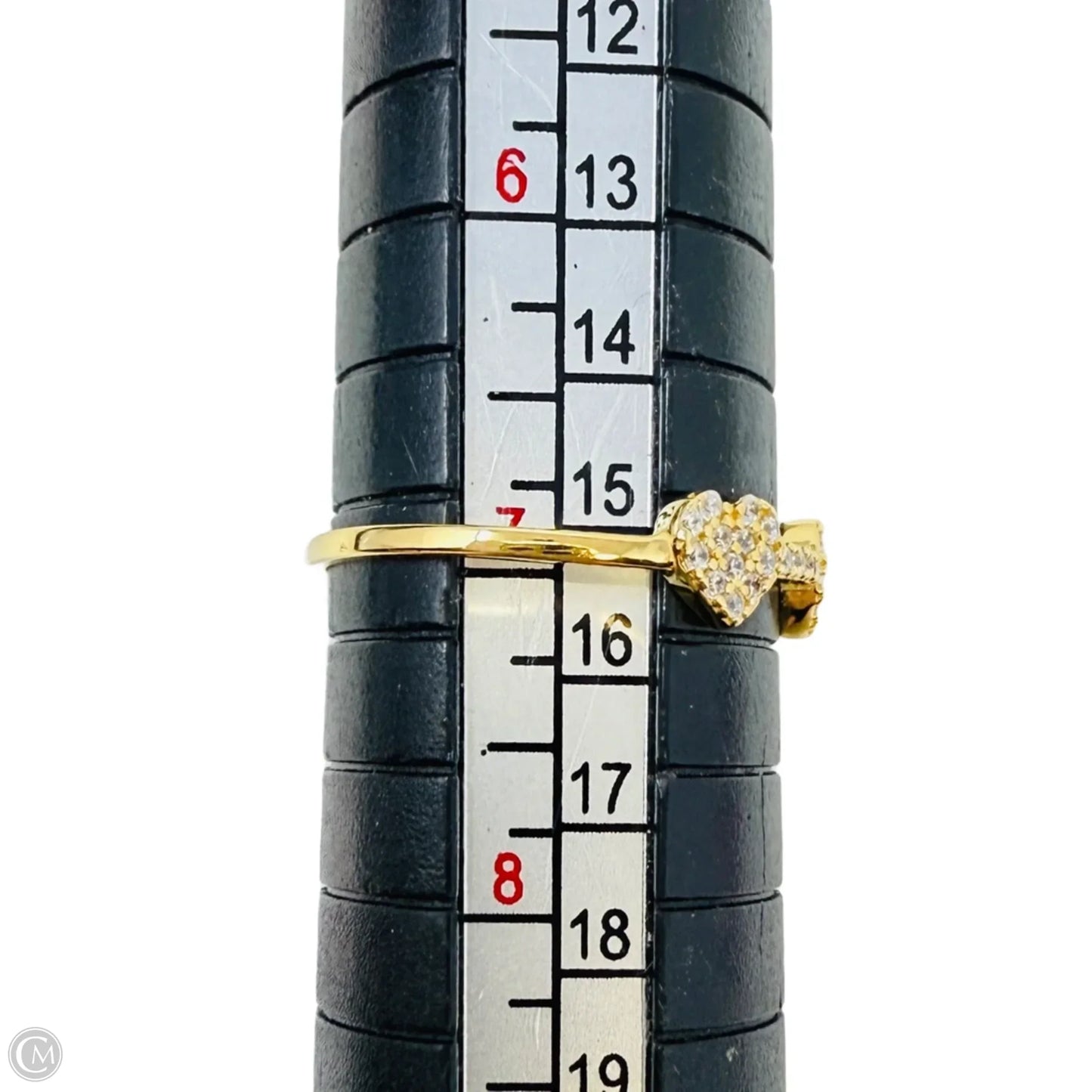 Gold Over Sterling Silver 3 Station Pavé CZ Hearts Ring, Size: 7