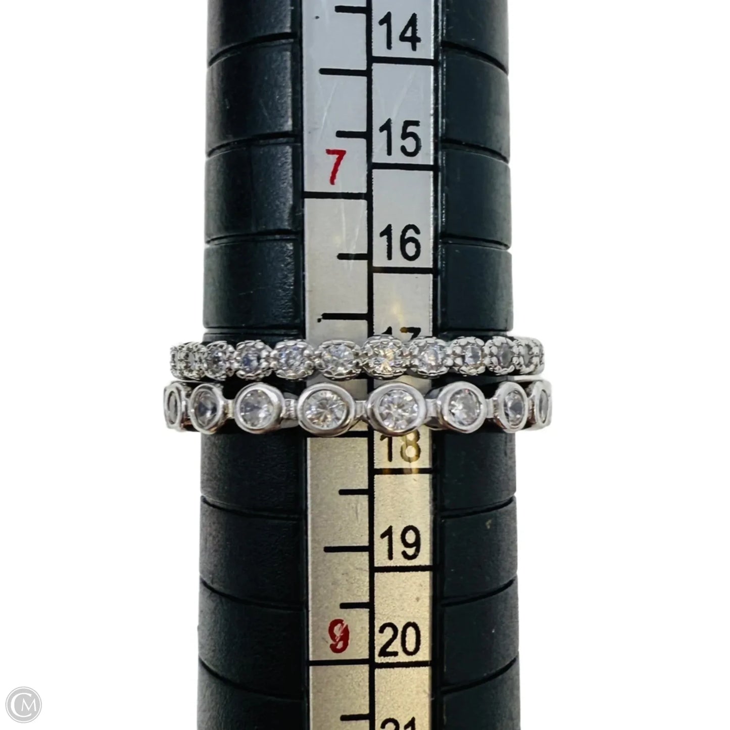 Sterling Silver & CZ Stacked Eternity Band Rings Set, Size: 8
